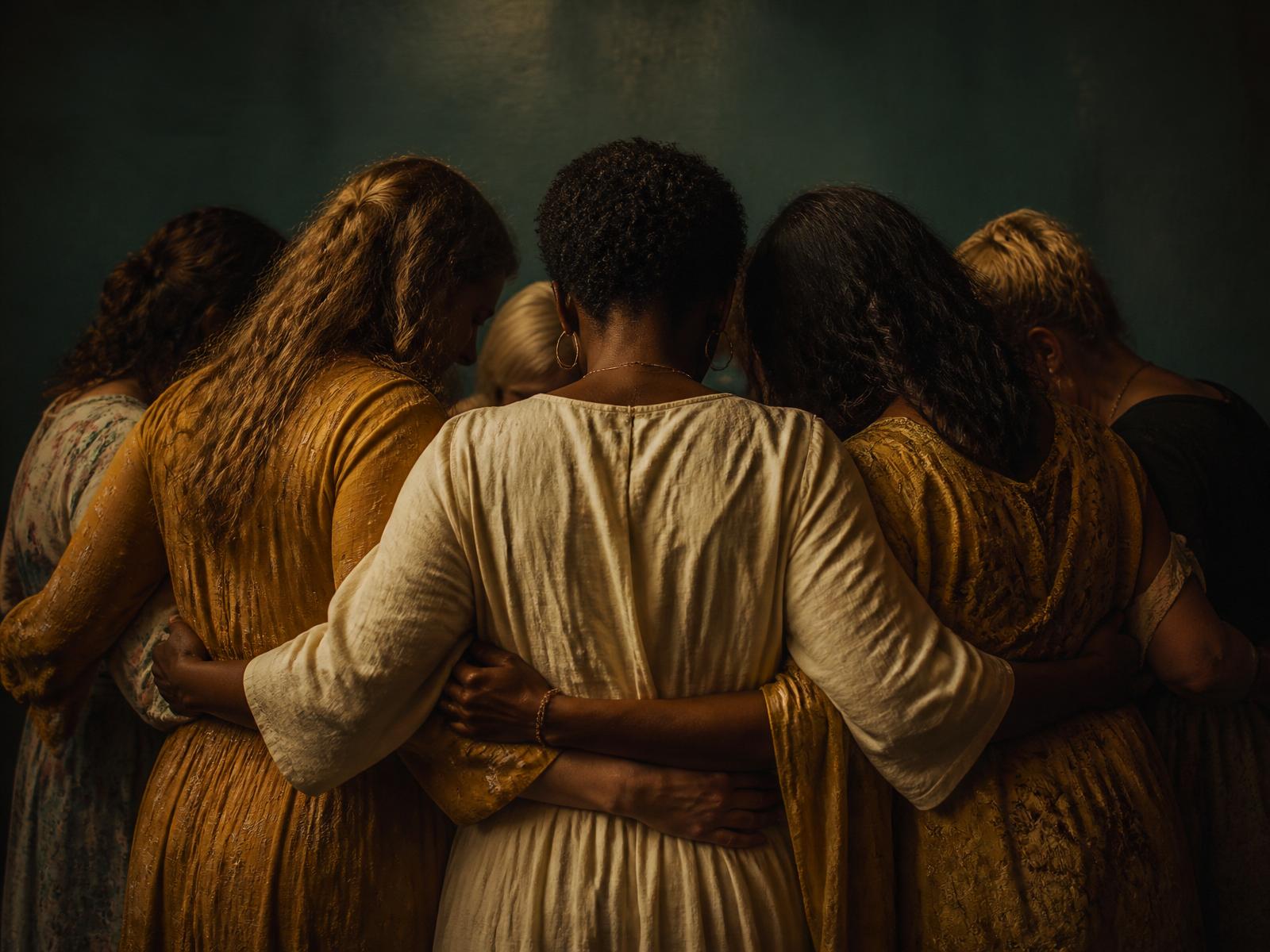Women standing together in community